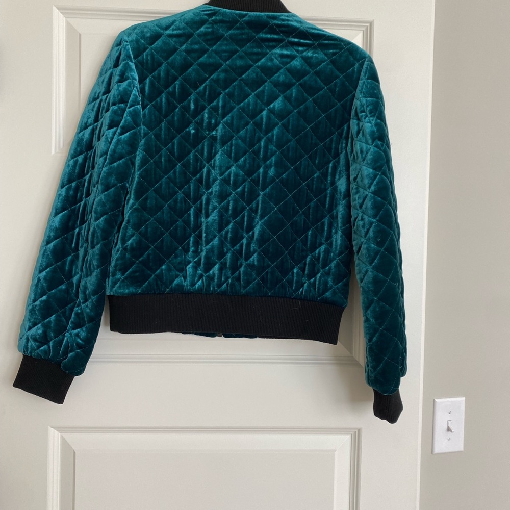 Emerald green velour bomber